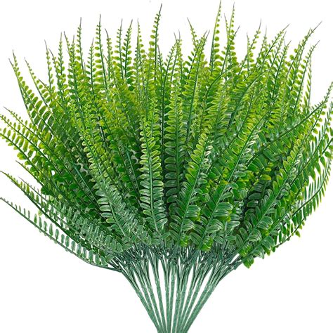 ToKinCen 12Pcs Artificial Fern Outdoor Faux Fern Plants Fake Boston ...