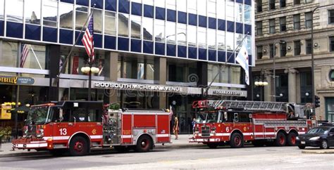 Chicago Fire Department Trucks on South Michigan Ave. Chicago, IL, USA ...