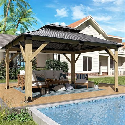 Raysfung 13'x15' Wood Gazebo,Outdoor Hardtop Gazebo with India | Ubuy