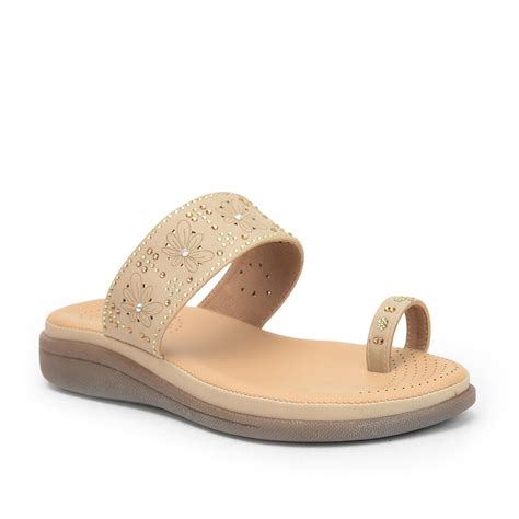 Buy Healers Beige Fashion Toe Ring Slipper For Women ELN-12 By Liberty