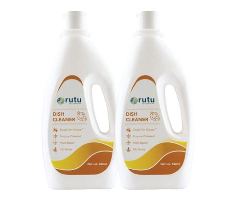 Rutu Dish Cleaner, 500 mL + 500mL | Tough on Grease, Enzyme Powered ...
