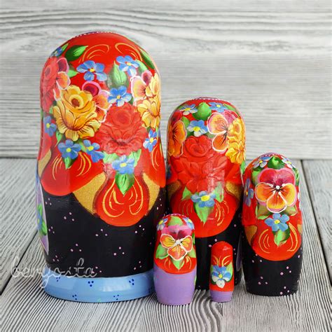 Русская сувенирная матрёшка "Анютины глазки", 5 мест - купить в ...