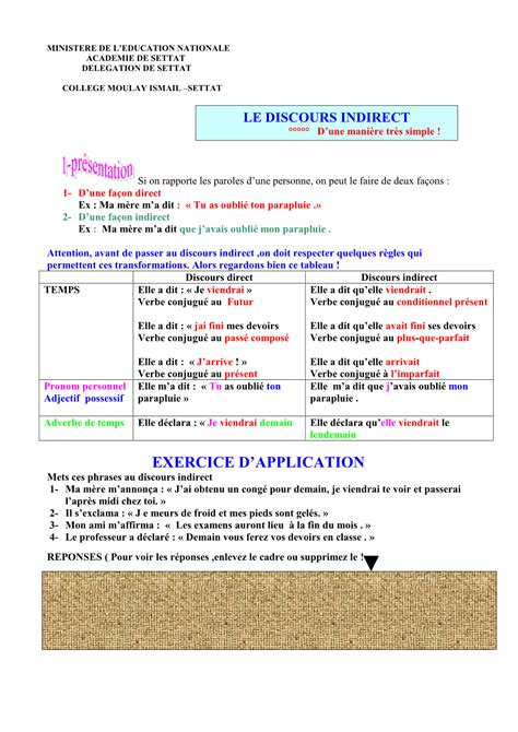 ملخص درس Le Discours indirect الثانية اعدادي | الدراسة