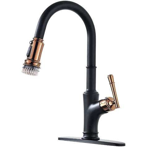 Buy APPASO Matte Black & Rose Gold Kitchen Faucet with Pull Down ...