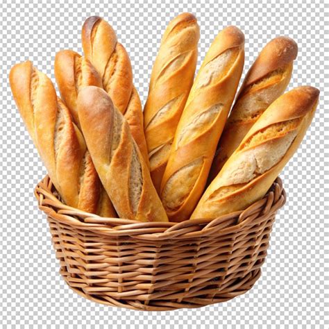 Basket of French baguette transparent background | Premium AI-generated PSD