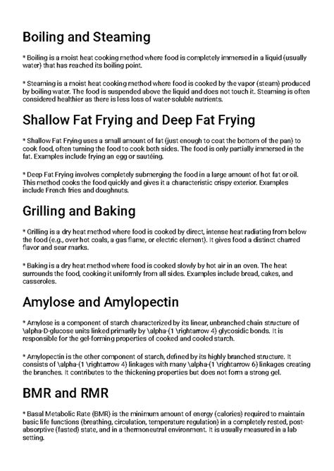 FOOD SCIENCE NUTRITION (sem1) Key Cooking Methods & Nutritional ...