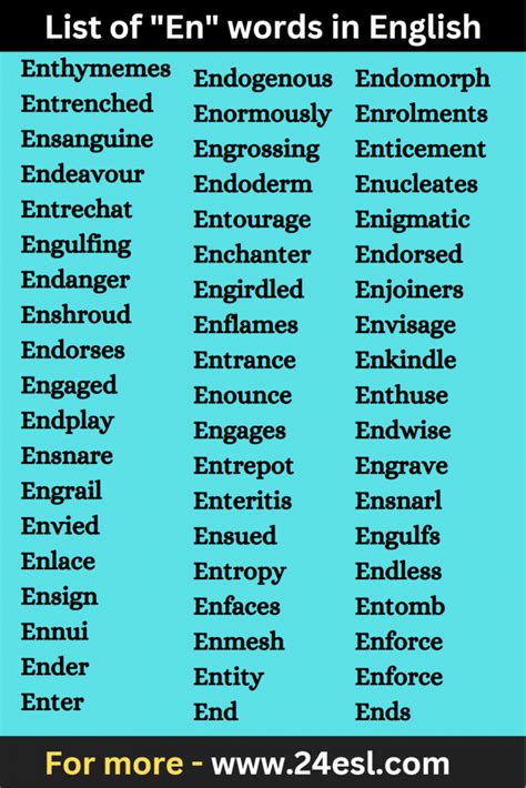 List of "En" words in English - 24esl.com