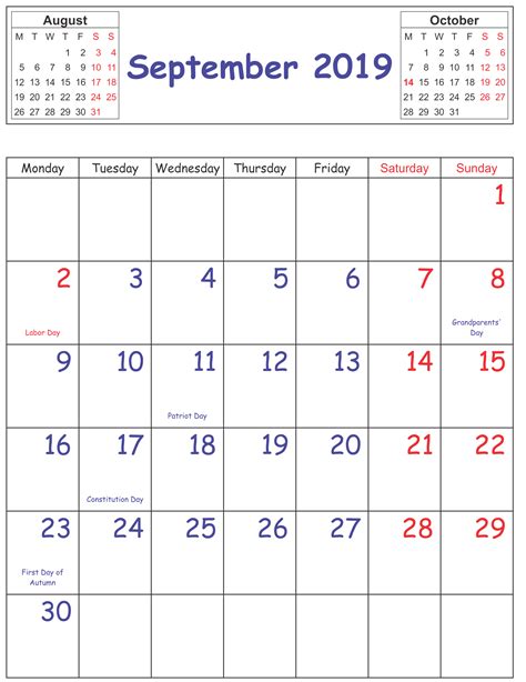 2019 Calendar September - Apple Calendar Tips
