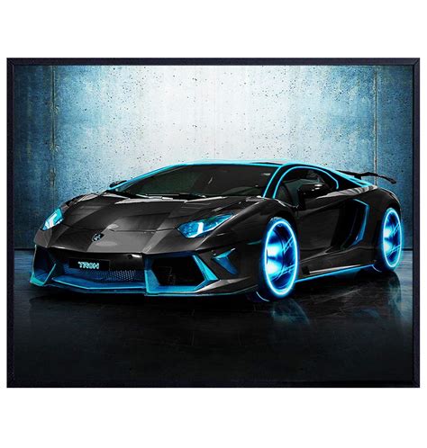 YELLOWBIRD ART & DESIGN Blue TRON Lamborghini Aventador Poster - Exotic ...