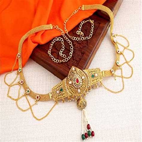 Buy Bhumi Creation Brass Goldplated Faux Emerald, Ruby, American ...