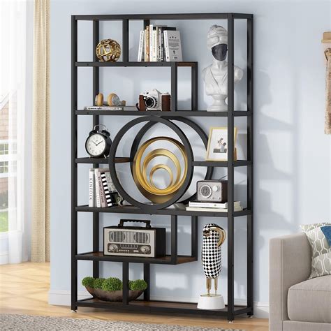 Tribesigns 72 Inch Bookshelf Geometric Bookcase, 8-Tier Industrial Book ...