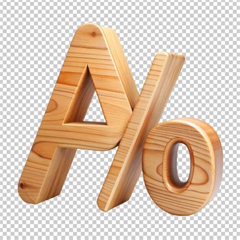 Alphabet 3d wooden letter isolated percentage on transparent background ...