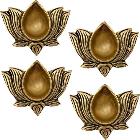 Kamal Lotus Diya for Pooja Room Kuthu Vilakku Brass India | Ubuy