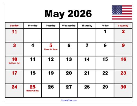May 2026 Calendar Printable PDF with Holiday Templates Free