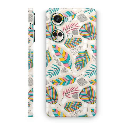 Mobile Skin Wrap Different Shapes Leaves on Cream : Protect Your Phone ...