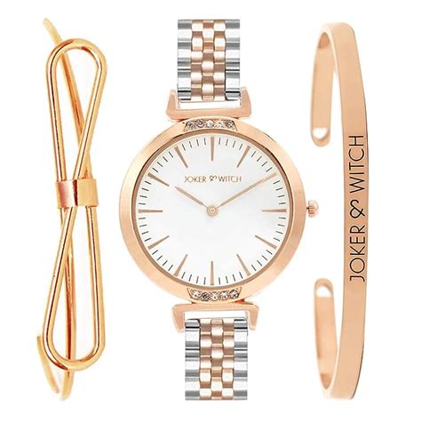 Joker & Witch Kaila White Dial Rosegold Watch Bracelet Gift Set for ...