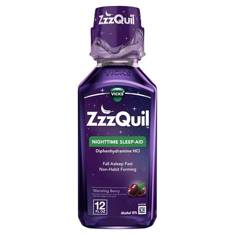 Vicks ZzzQuil Nighttime Sleep Aid Liquid, Warming Berry Flavored, Sleep ...