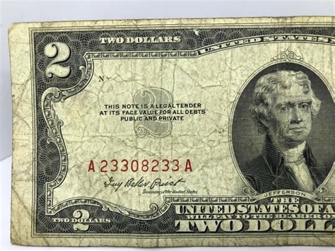 1953 $2 Two Dollar Red Seal Trinary Bookend FANCY SERIAL NUMBER A ...