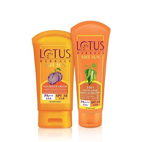 Lotus Herbals 3-in-1 Matte Look Sunblock Cream-50 g and Safe Indian ...