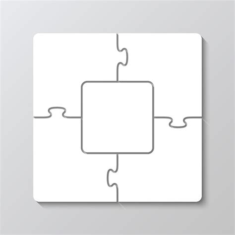 Puzzle square template square info graphic with 5 pieces jigsaw puzzle ...