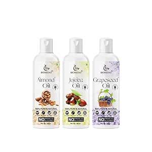 Buy Biomidas 100% Pure Almond Oil & Jojoba Oil & Grapeseed Oil 100ML ...