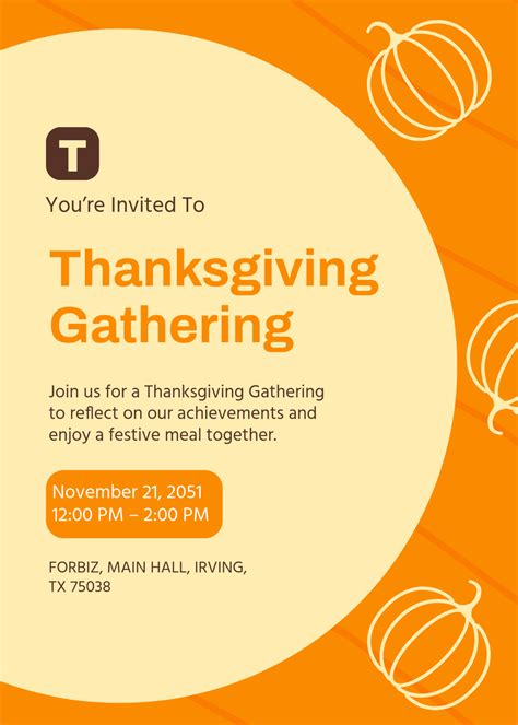Free Professional Thanksgiving Day Invitation Template to Edit Online