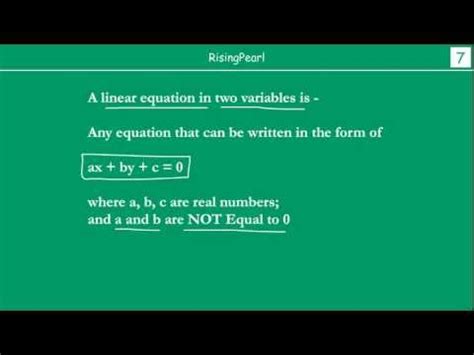 What is linear equation in two variables? - Math Video Lecture - Class 9