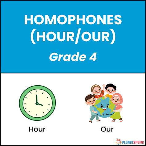 Grade 4 English Worksheet on Homophones (hour/our) | PlanetSpark