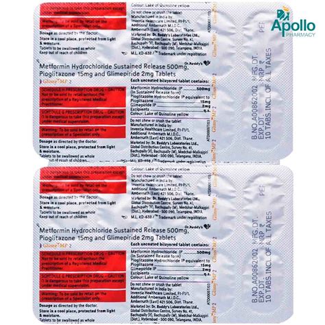 Glimy-MP2 Tablet 10's Price, Uses, Side Effects, Composition - Apollo ...