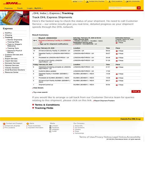 DHL Express Tracking Number 的图像结果