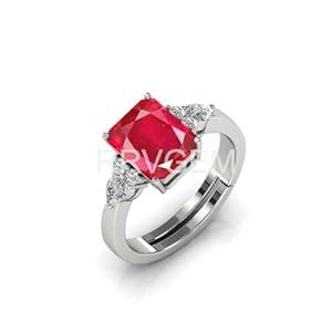 Buy RRVGEM 4.25 Ratti / 3.50 Carat Ruby Ring Silver plated Handcrafted ...