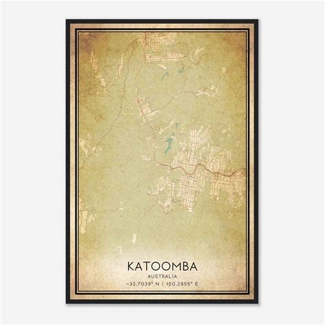 Vintage Katoomba Australia Map Poster, Katoomba City Road Wall Art Print - Custom Maps & Posters