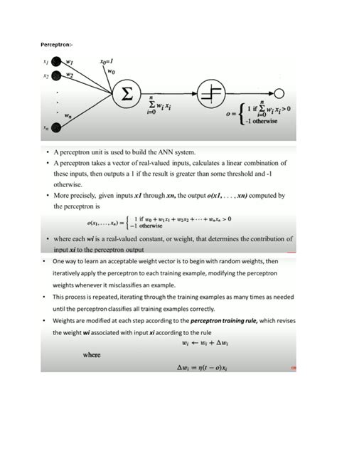 Perceptron - AIML notes - W1 wo x2 W2 Ewixi . Wn otherwise Xn A ...