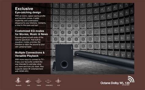 FINGERS Octane Dolby WL120 Sound Bar with 120 W Premium Cinematic Audio ...