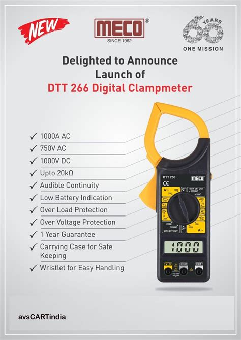 Meco DTT 266_3 ½ Digit 2000 counts 1000A AC Manual ranging Digital ...