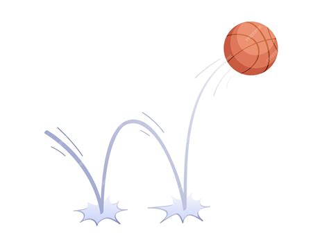 Bouncing bascketball game ball with trajectory jumps on the ground ...