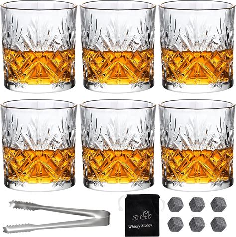 Whiskey Glasses 10oz Set of 6 Rocks Glasses Old Fashioned Glasses ...
