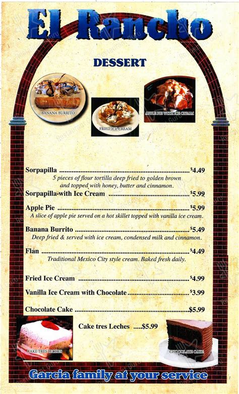 Menu at El Rancho Mexican Grill pub & bar, Mandeville, Dove Park Rd