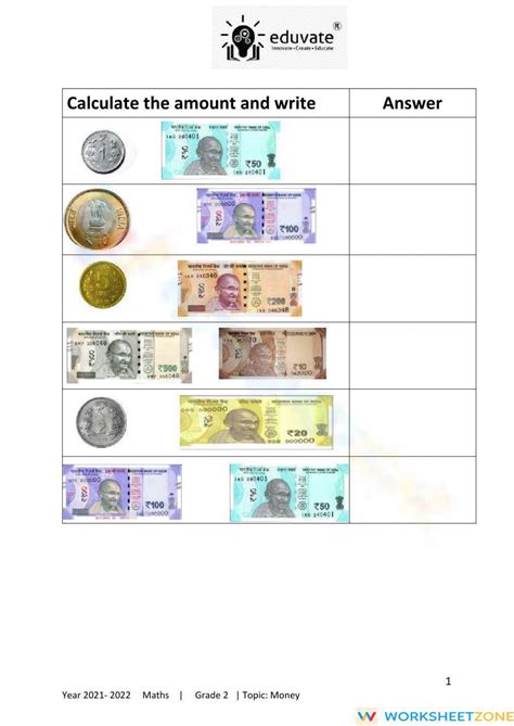 Money Worksheet 的图像结果