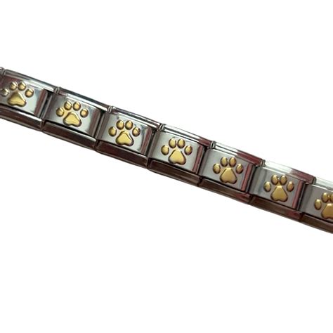 Silver Italian Charm Bracelet- Gold pattern emboss – Pretty Gorgeous Stuff