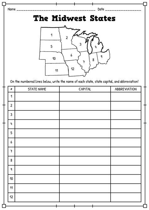 11 Midwest Region States And Capitals Worksheets | States and capitals ...