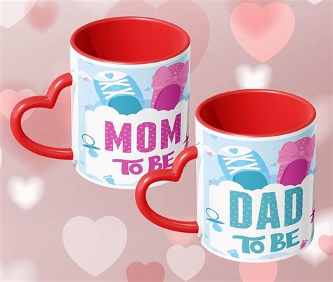 Buy NH10 DESIGNS Printed Heart Handle Mug for Mom Dad to Be (Pack of 2 ...