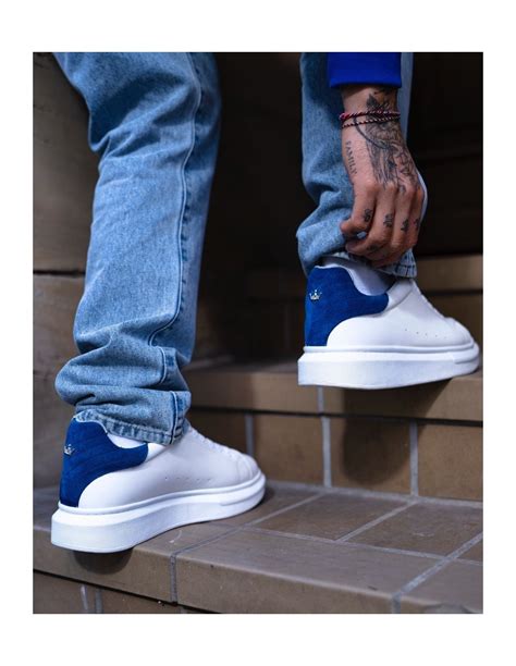 V-Harmony Men's White Shoes with Suede Heel Tab | Martin Valen