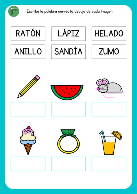 LECTOESCRITURA: coloca la palabra correcta en cada imagen
