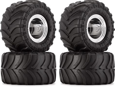 Amazon.com: INJORA RC Monster Truck Wheel Rim Tires Set 70 * 38mm Tires for 1/24 RC Crawler Car ...