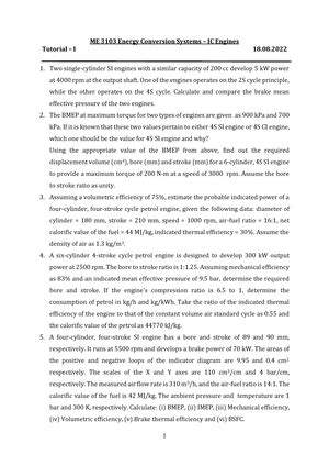 Solution Tutorial 2 ME3201 2 - Energy conversion systems - Studocu