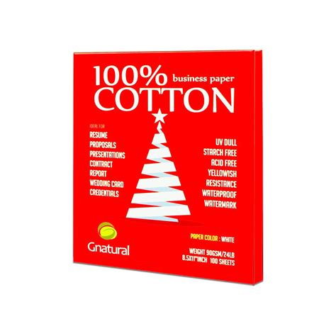 Gnatural Neutral 100% Cotton Paper 8.5 X 11 Watermark Paper,24Lb Inkjet ...