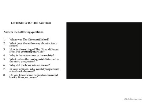 THE GIVER CHAPTERS 1-3 SUMMARY AND D…: English ESL powerpoints