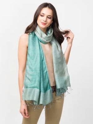 Buy Fabindia Blue Silk Woven Reversible Ekko Stole Online