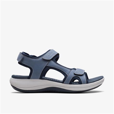 Womens Mira Bay Denim Blue Flat Sandals Walking Sandals | Clarks